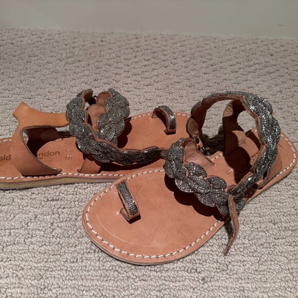 NEW Free People - Bead Embroidered Sparkle Leather Strap Sandals - size 7 - Picture 7 of 10